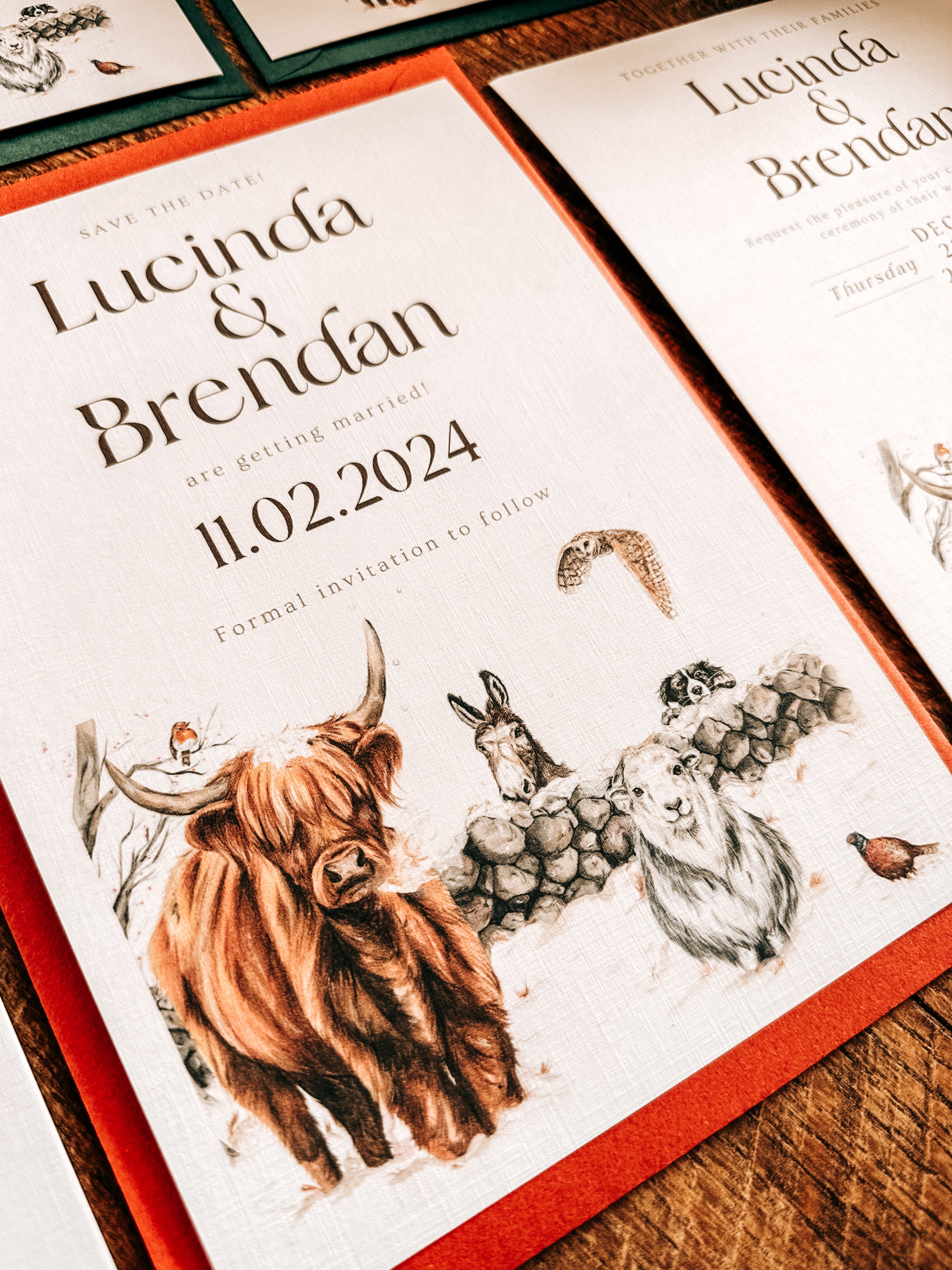 Winter Farm Scene - Full Range (Highland Cow, Collie, Donkey, Owl, Sheep and Pheasant)