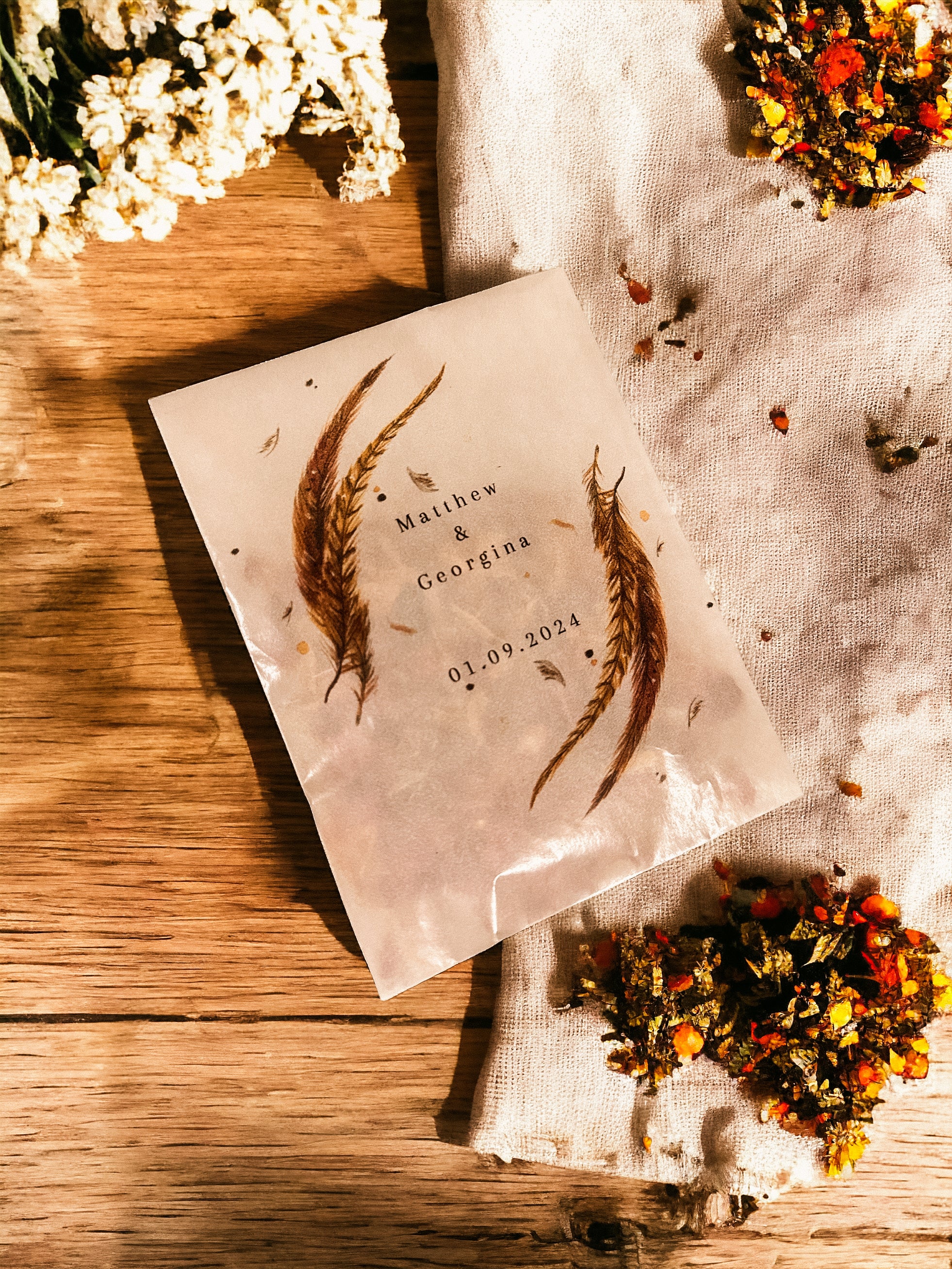 Printed Confetti Pouches - filled with dried flowers