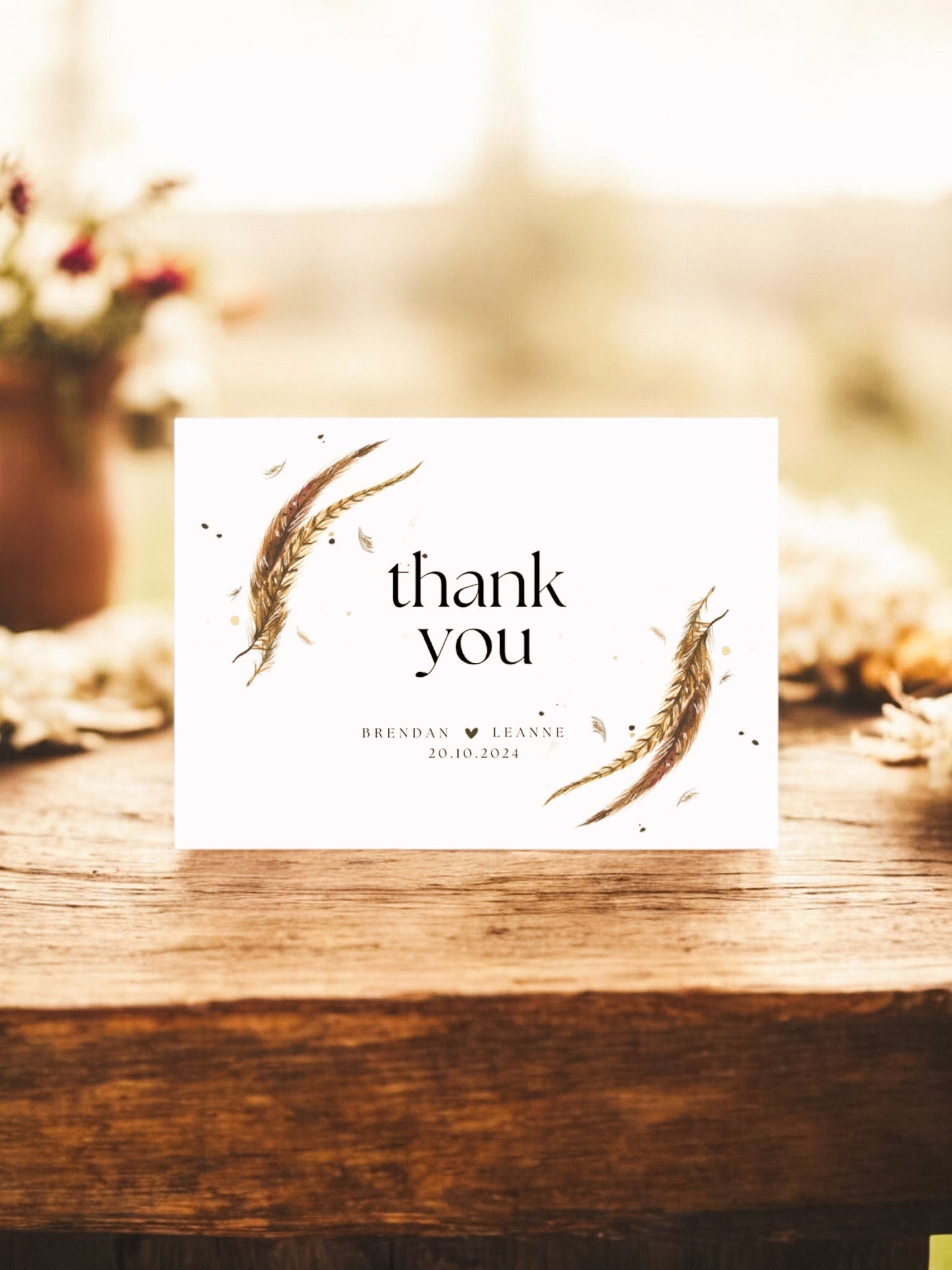 Feather Thank You Card