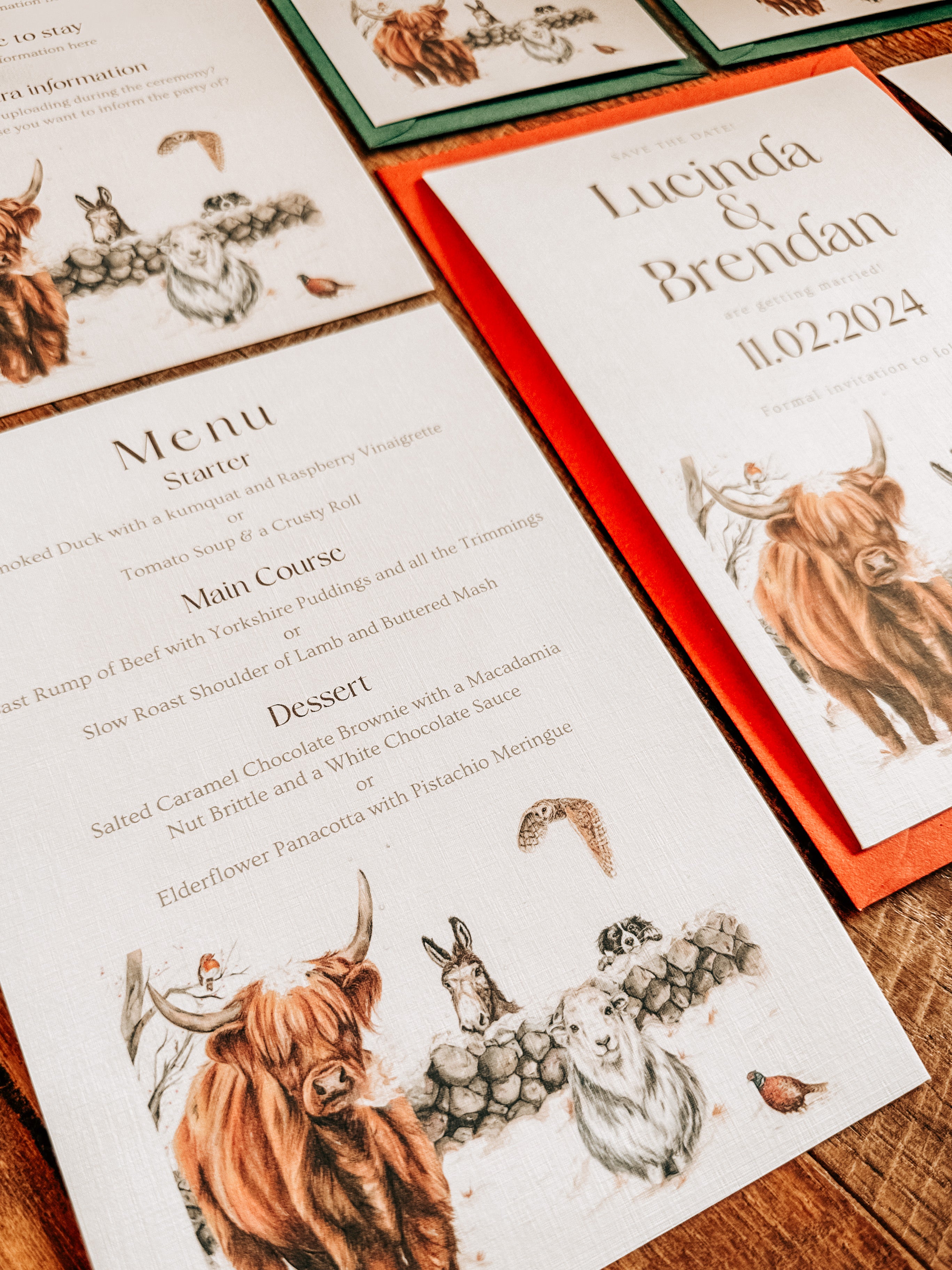 Winter Farm Scene - Full Range (Highland Cow, Collie, Donkey, Owl, Sheep and Pheasant)