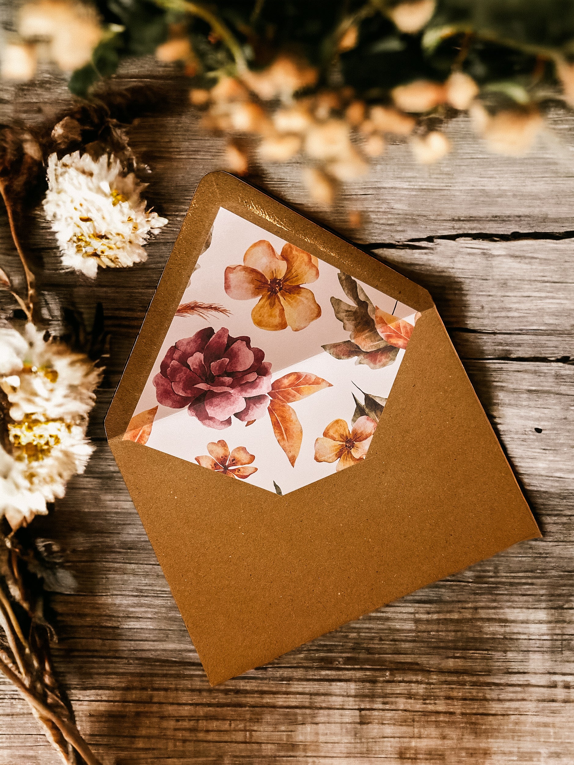 Envelope Liner - Orange Toned Flowers