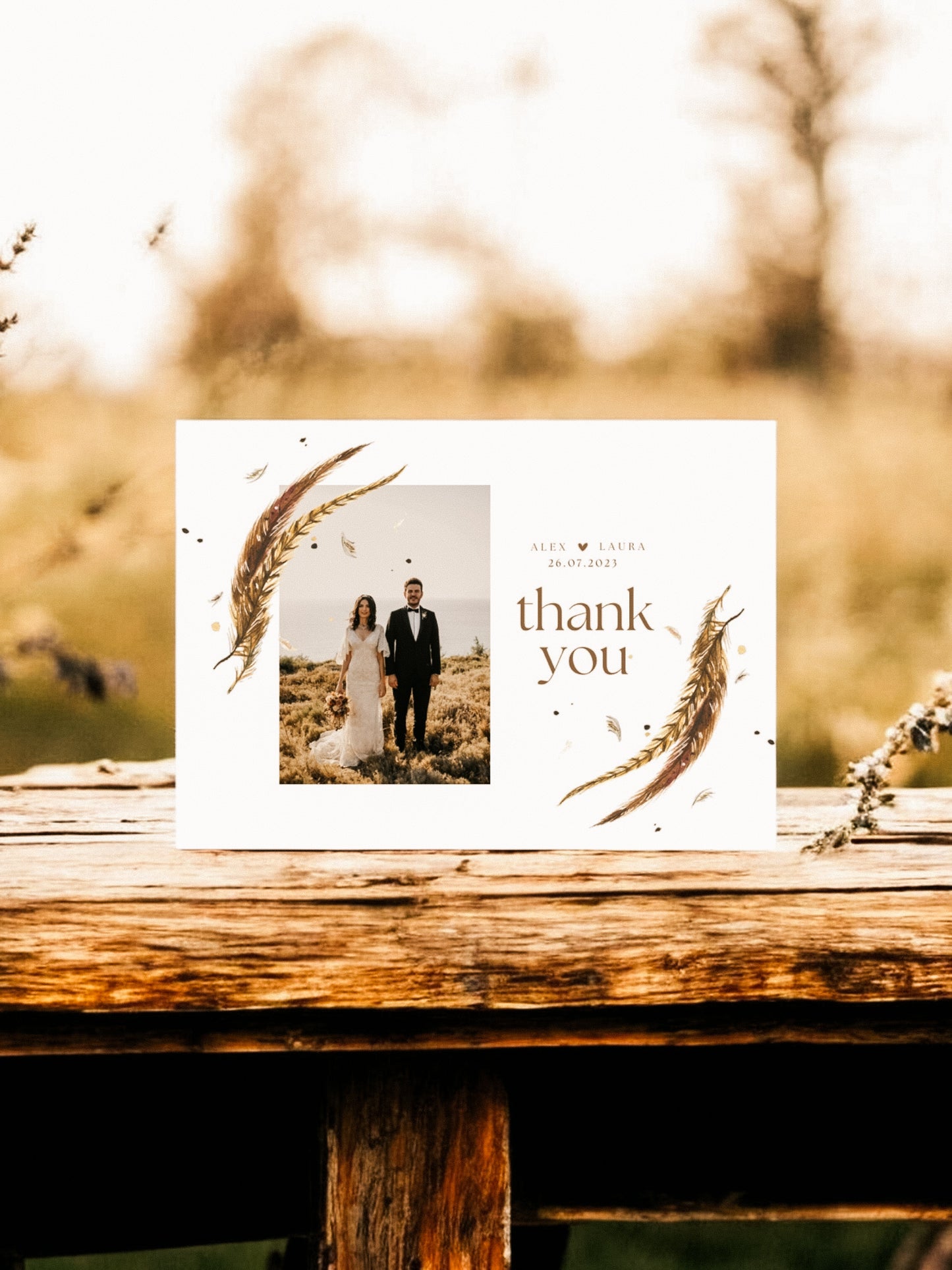 Photograph & Feather Thankyou Card