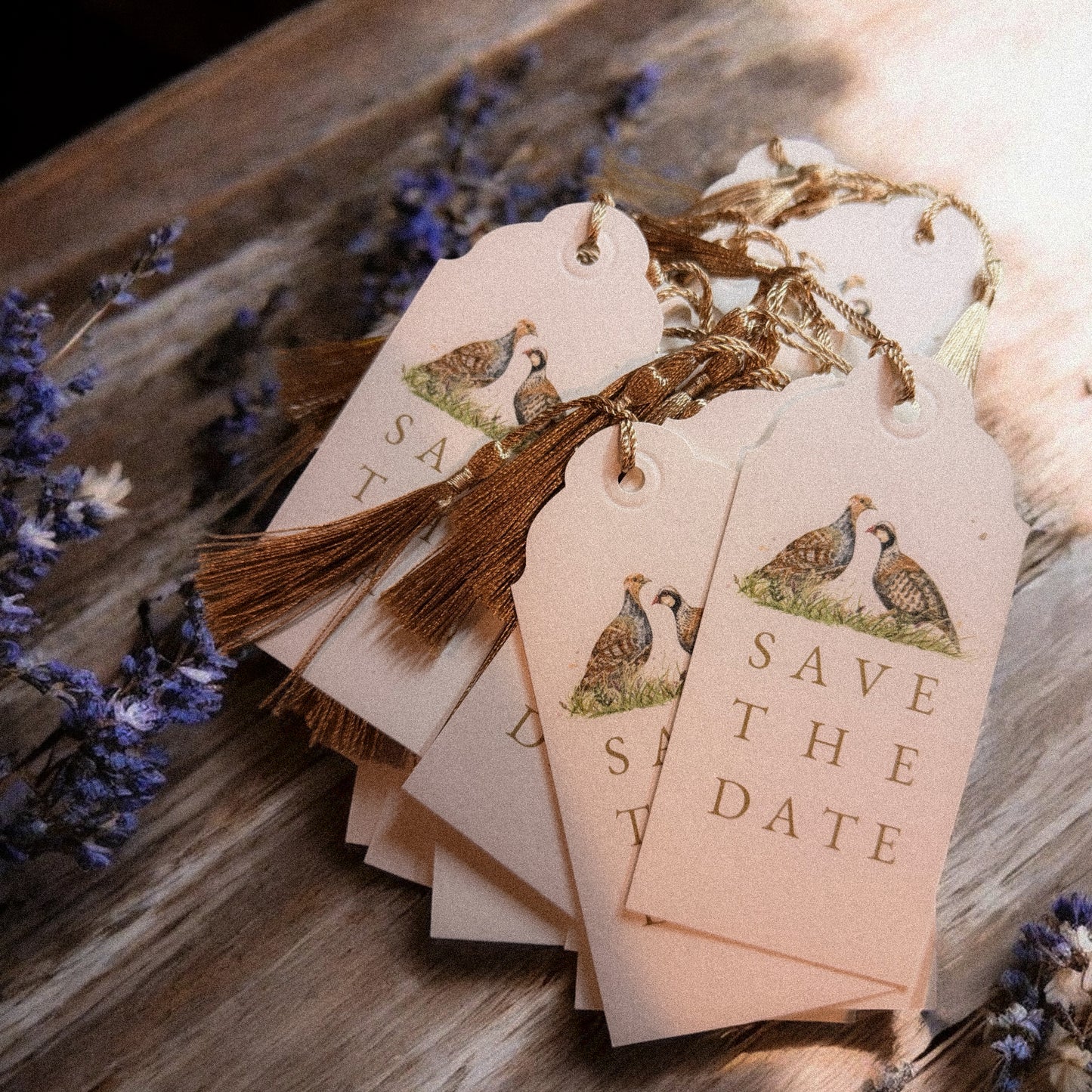 Partridge Save the Date Tags