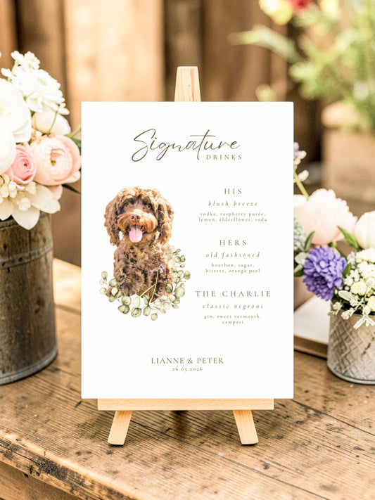 Signature Drink (His, Hers, Dog) - Wedding Sign