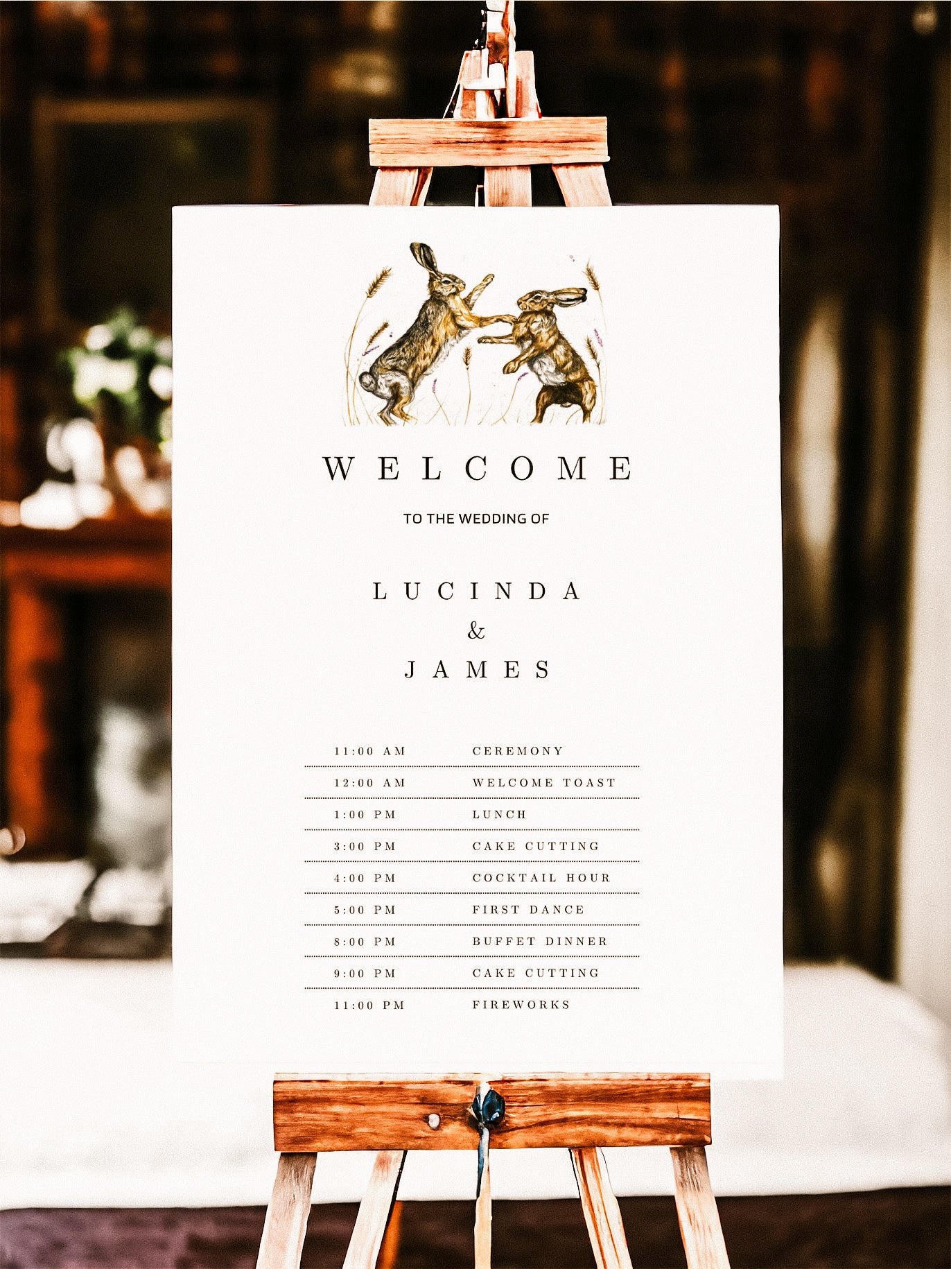 Boxing Hares Welcome Sign with Order of the Day