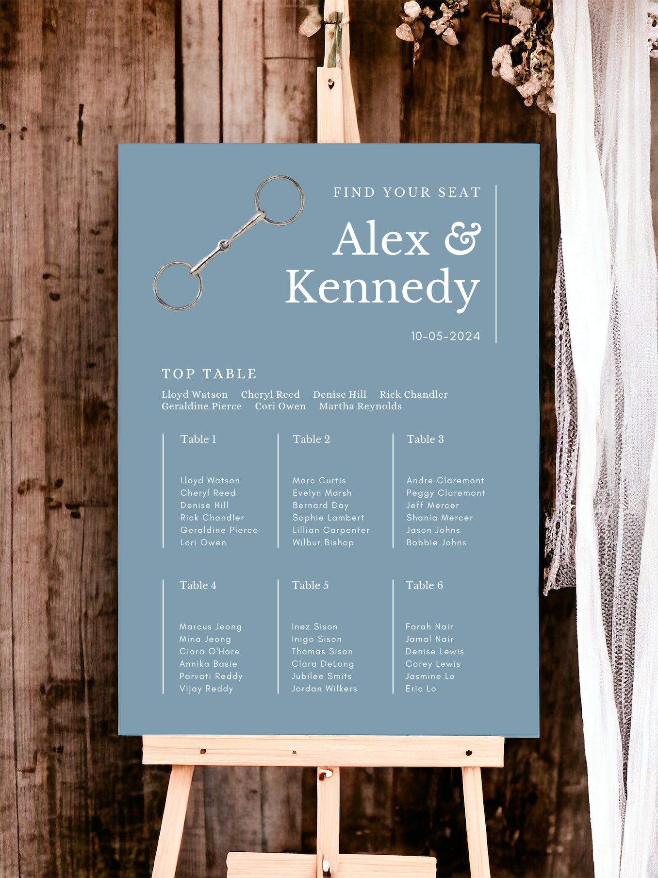 Equestrian Bit Table Plan Sign