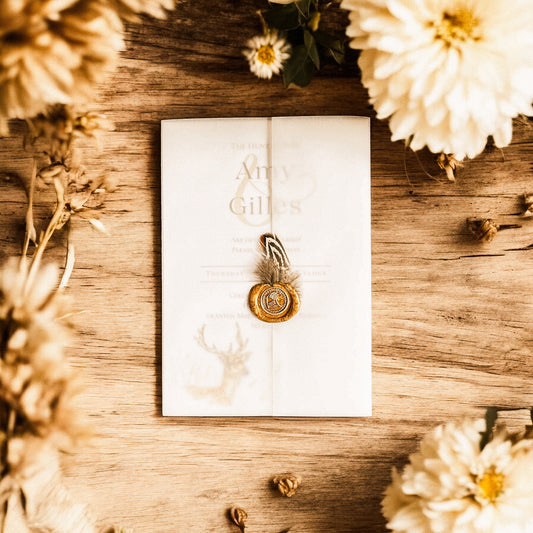 Vellum with Feather & Wax Seal