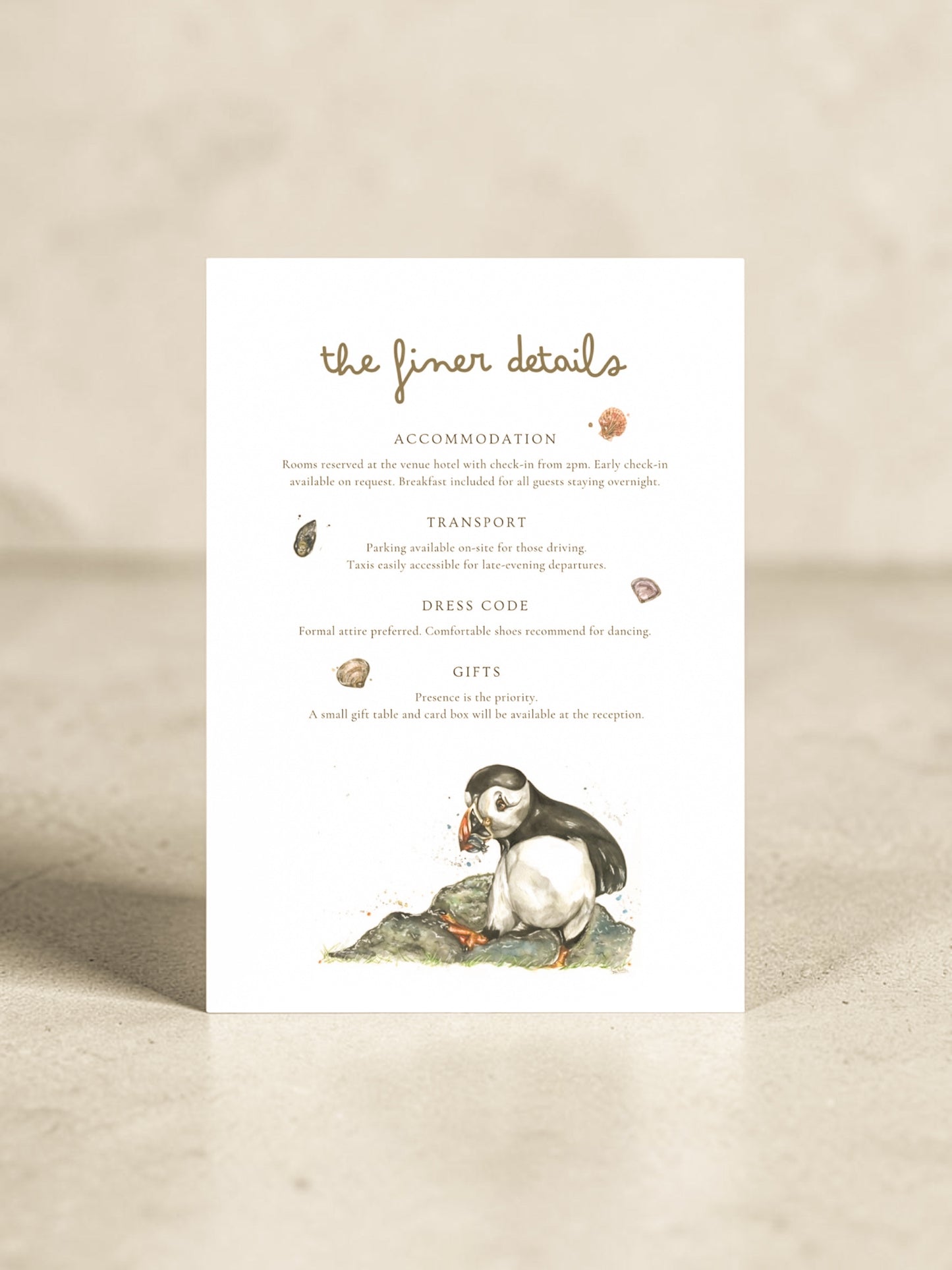 Puffin & Seashells