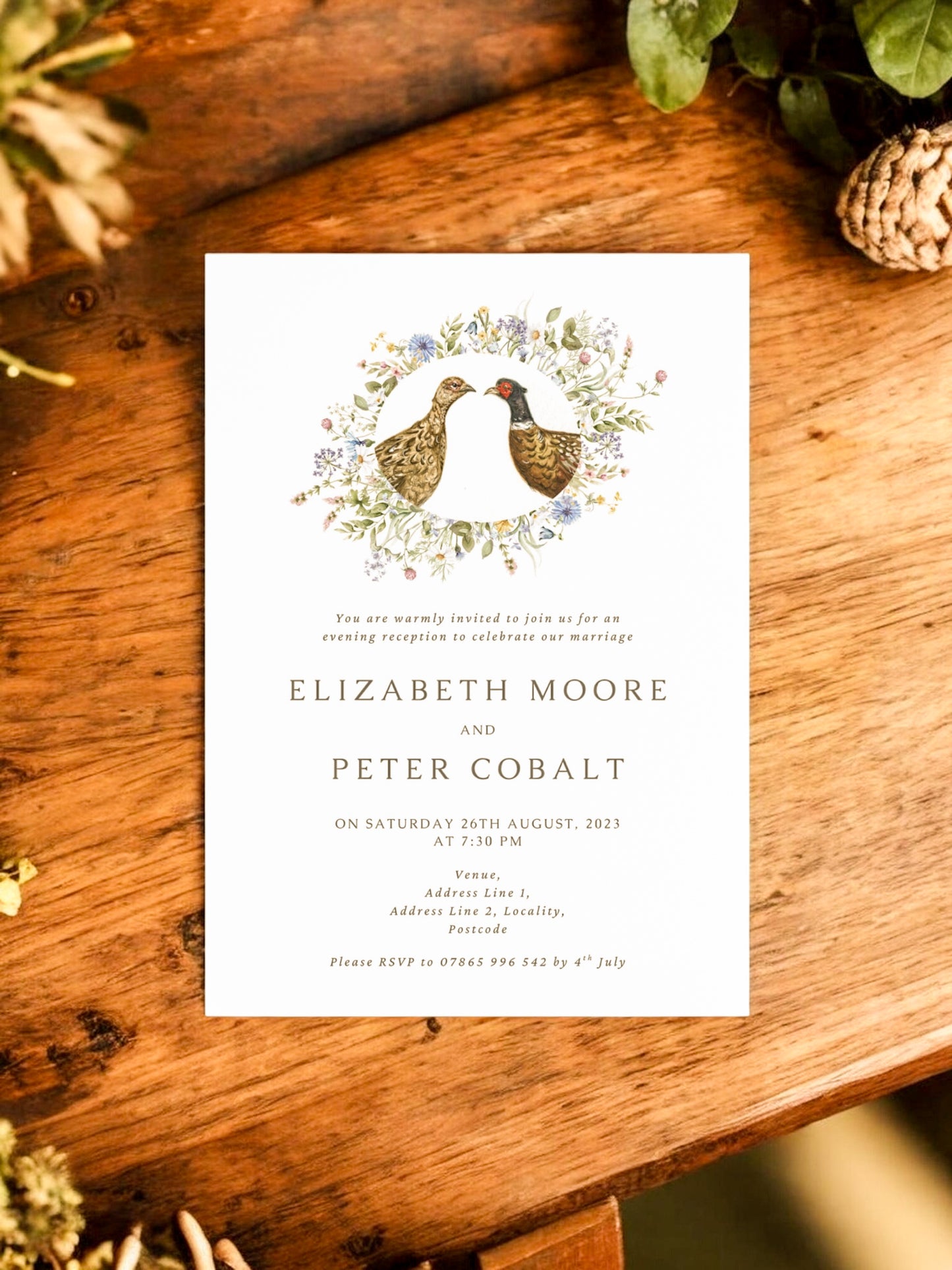 Peeking Wreath - Pheasant