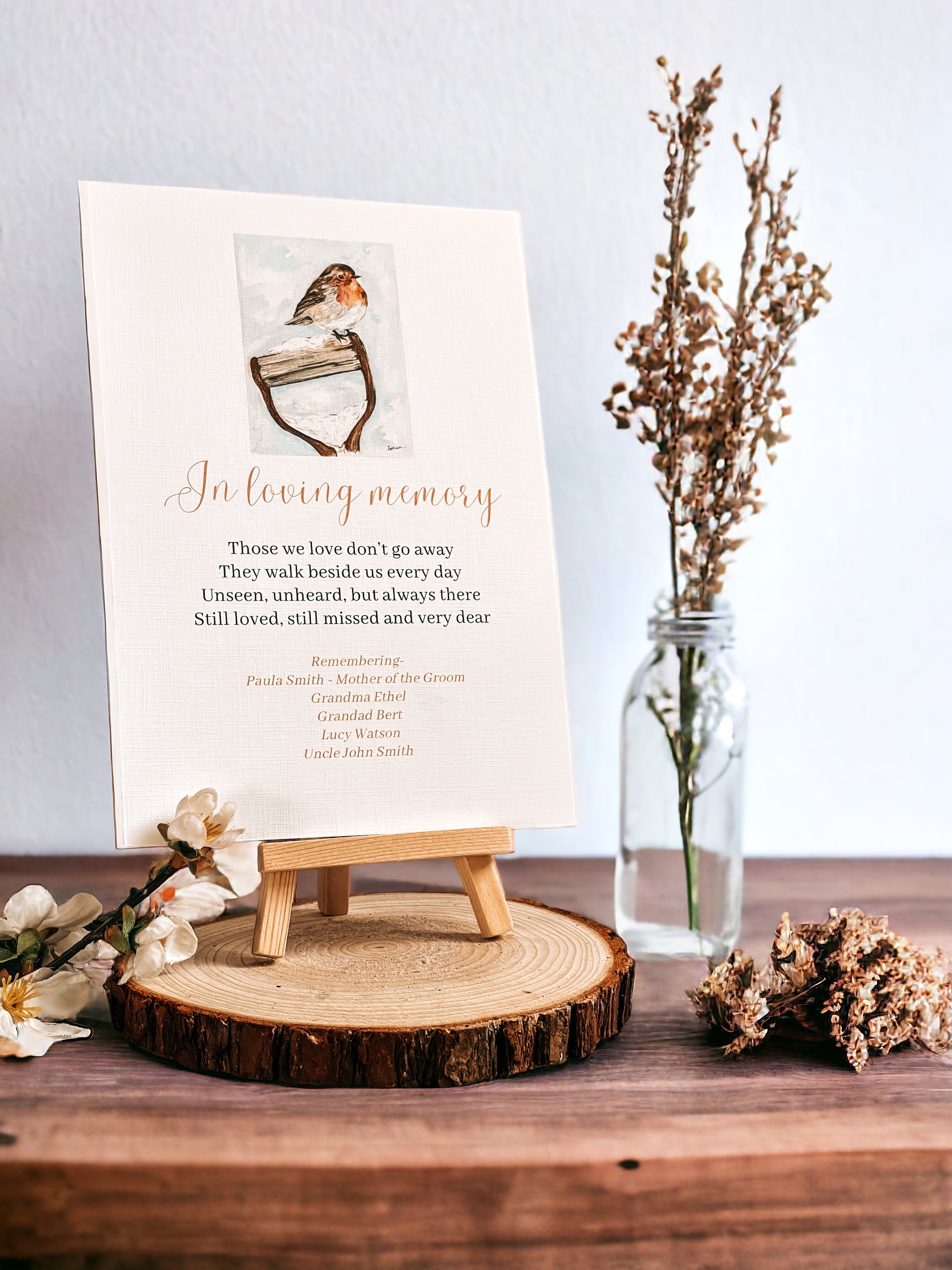 In loving memory, memorial sheet