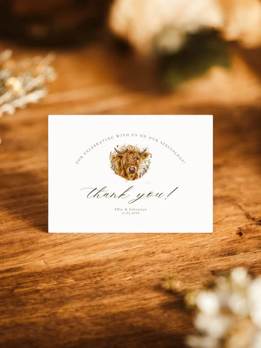 Highland Cow Thankyou Card