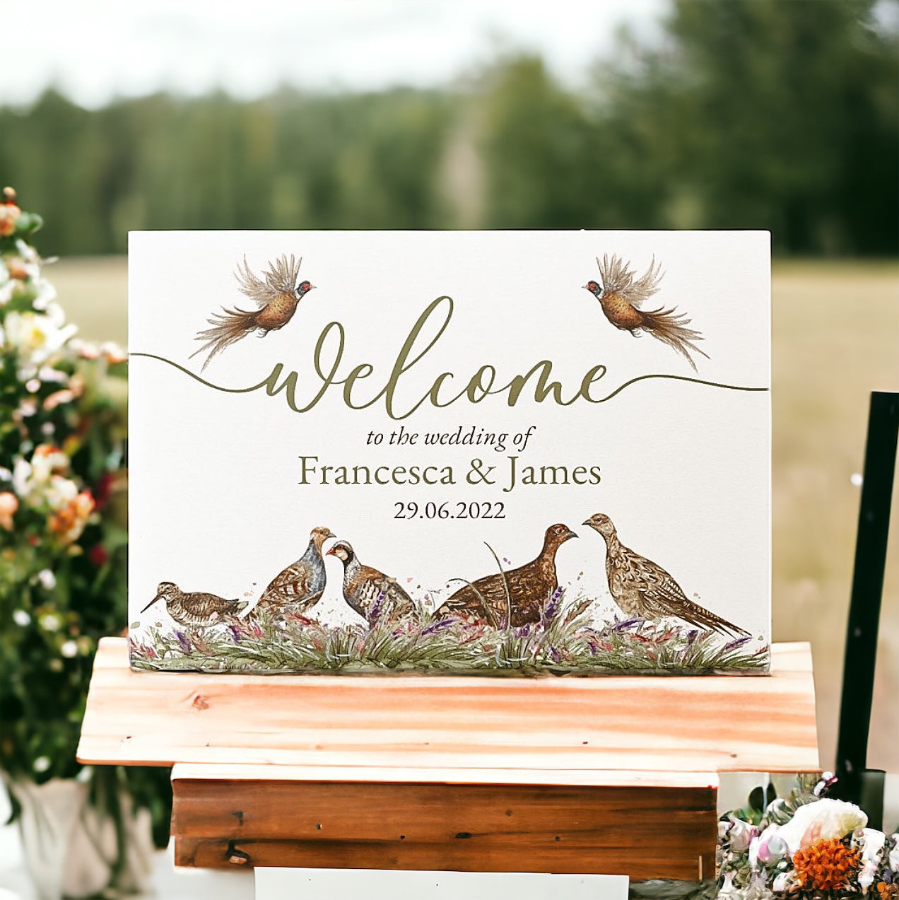 Game Bird wedding welcome sign