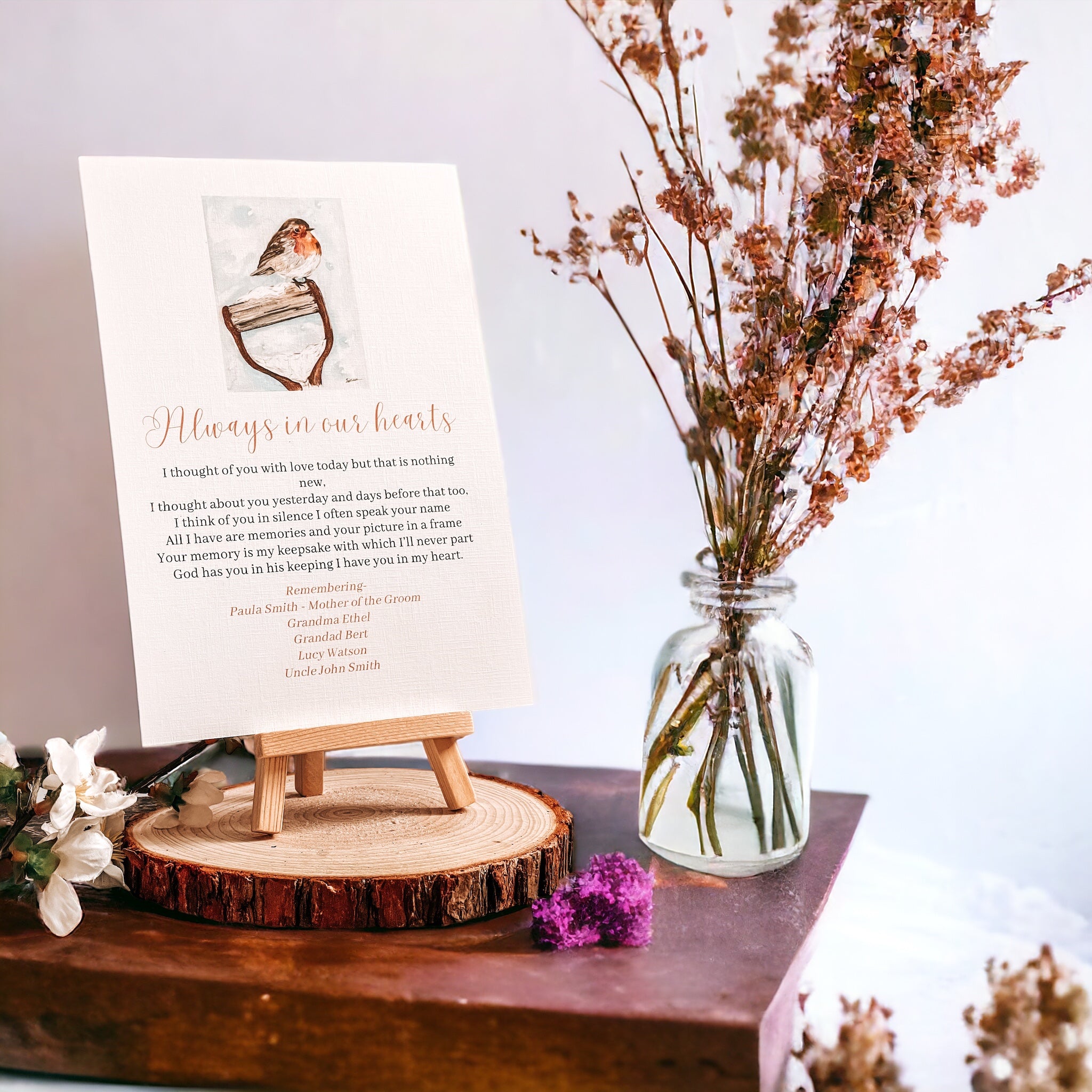 Always in our hearts, memorial sheet