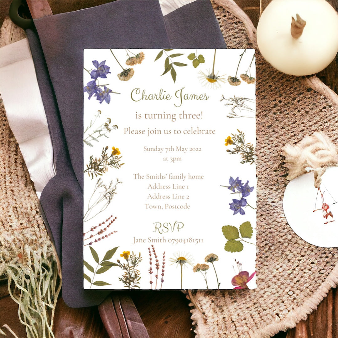 Dried Flower Birthday Invitation