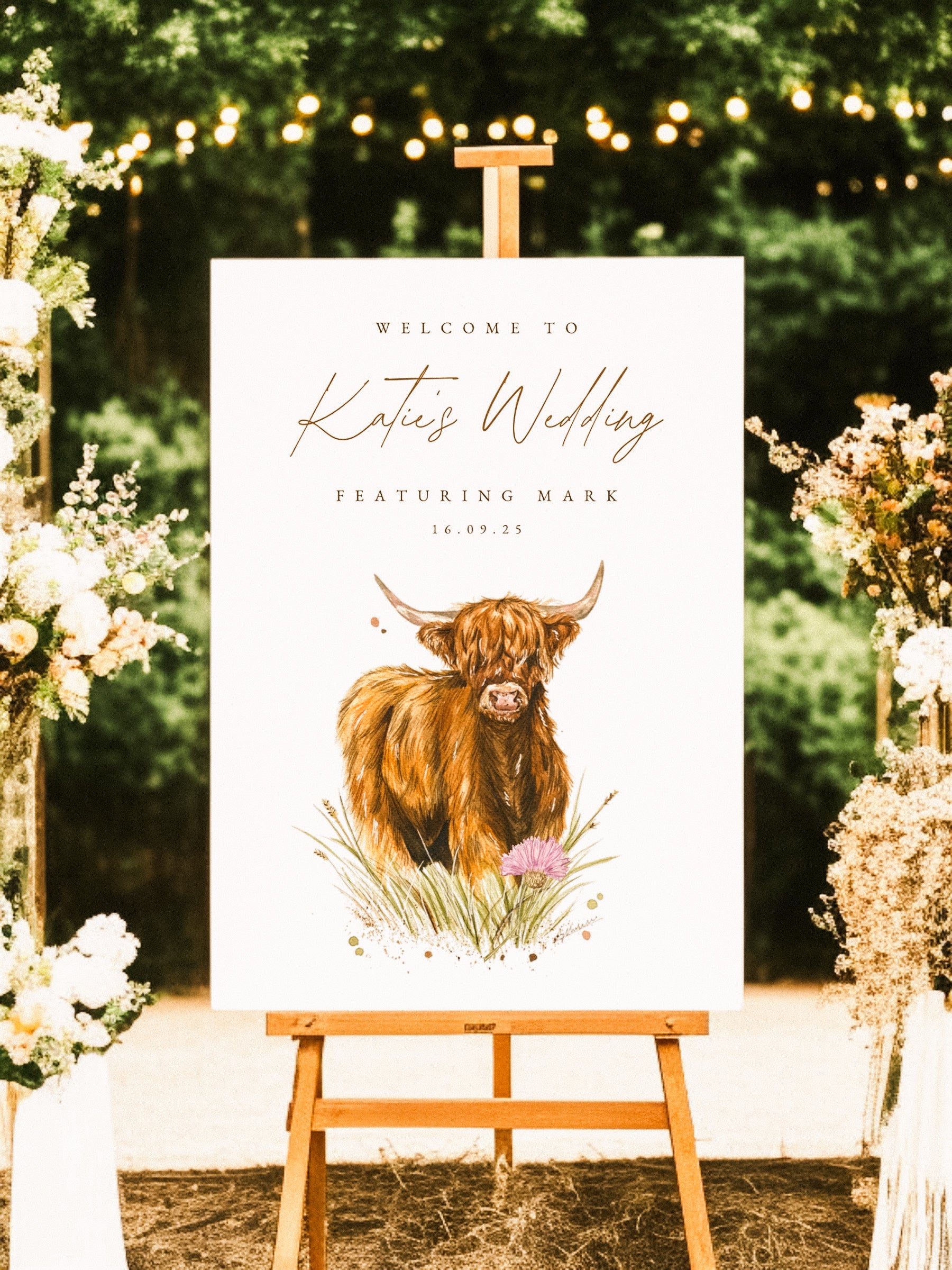Highland Cow (featuring) Welcome Sign