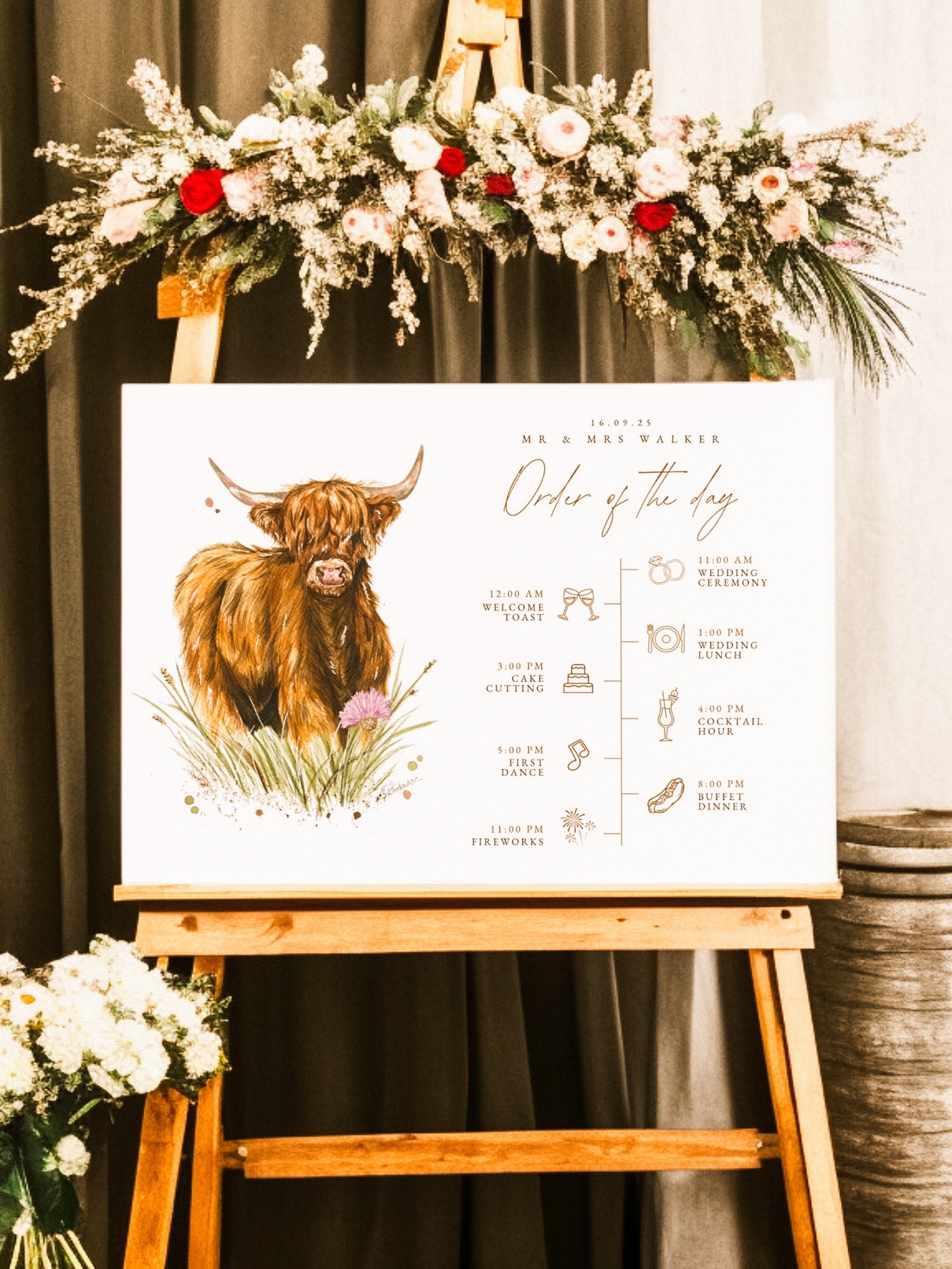 Highland Cow Order of the Day Sign