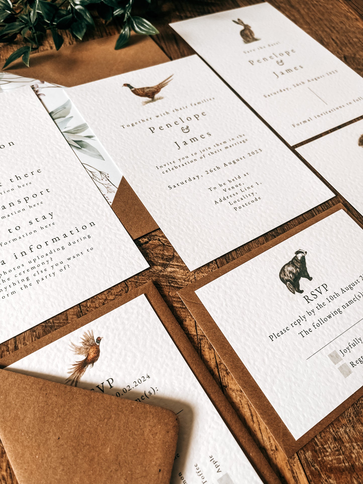 Simplified Woodland - Full Range - Invite, Menu, RSVP, Information Sheet