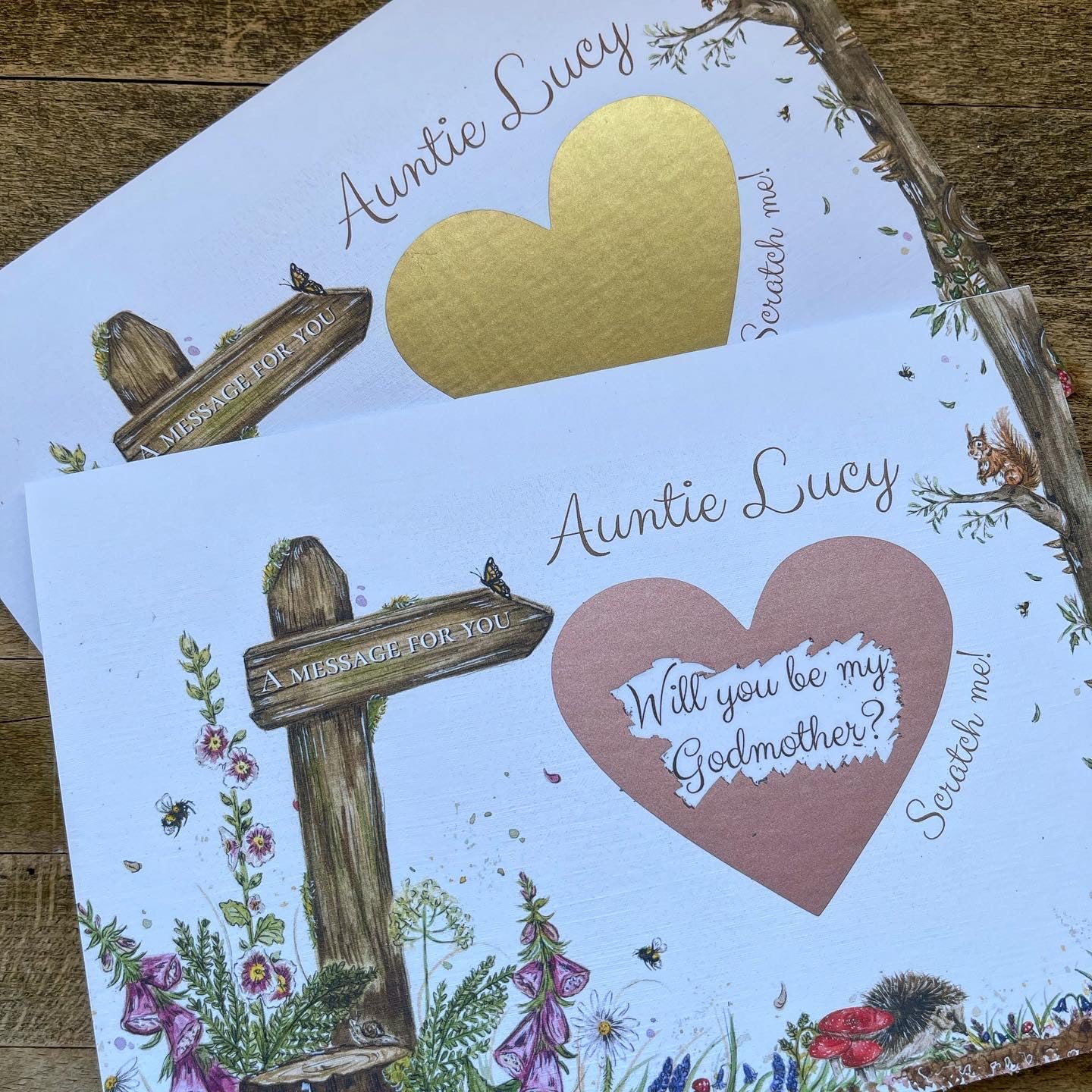 Woodland Scratch off Godmother Card