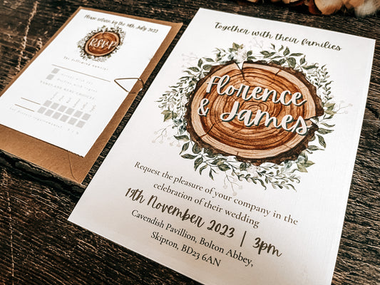 Tree Stump Invitation / RSVP