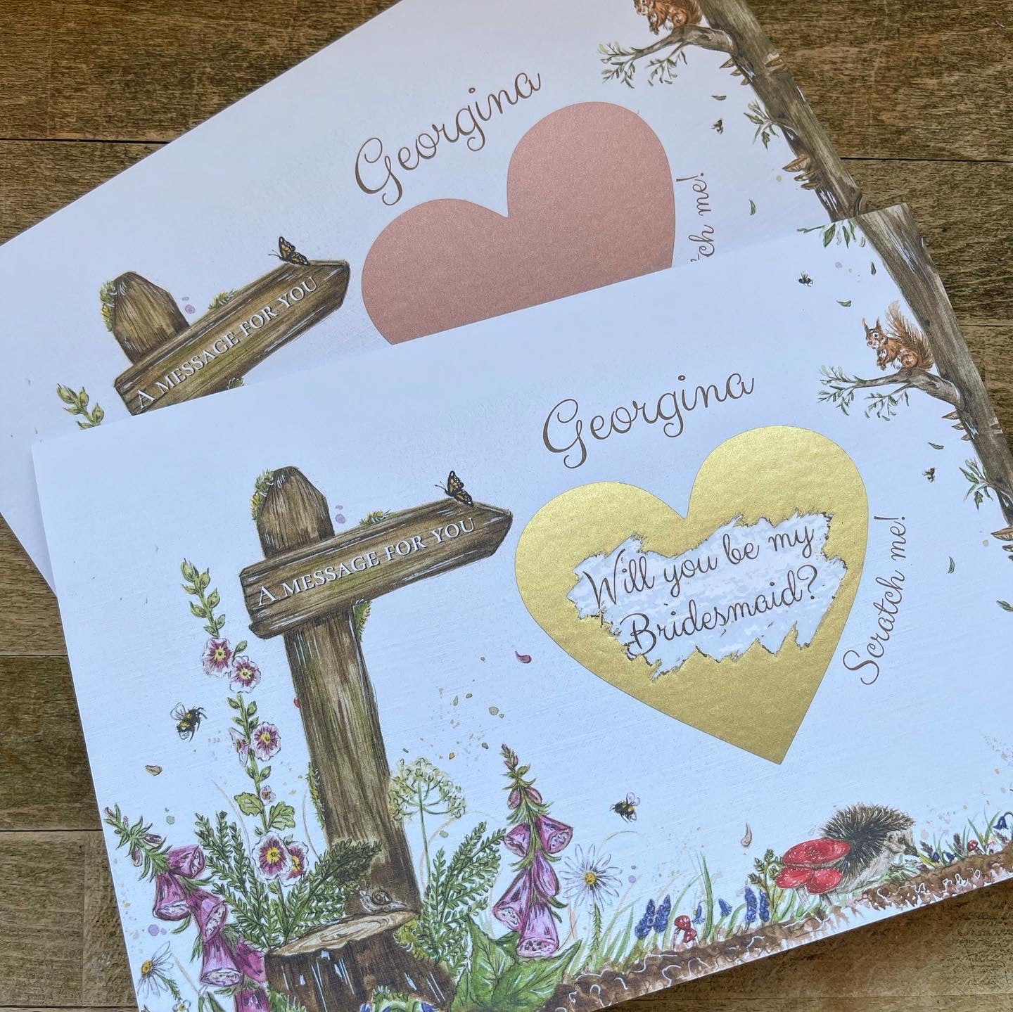 Woodland Scratch off Bridesmaid Card