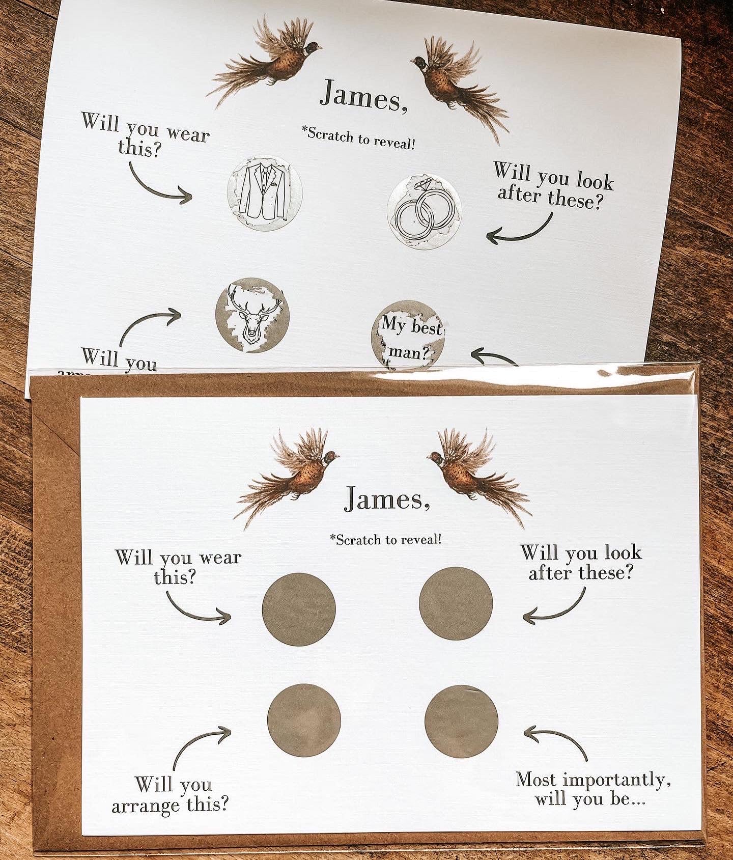 Pheasant Scratch off Groomsman / Best Man / Page Boy / Ring Bearer Card