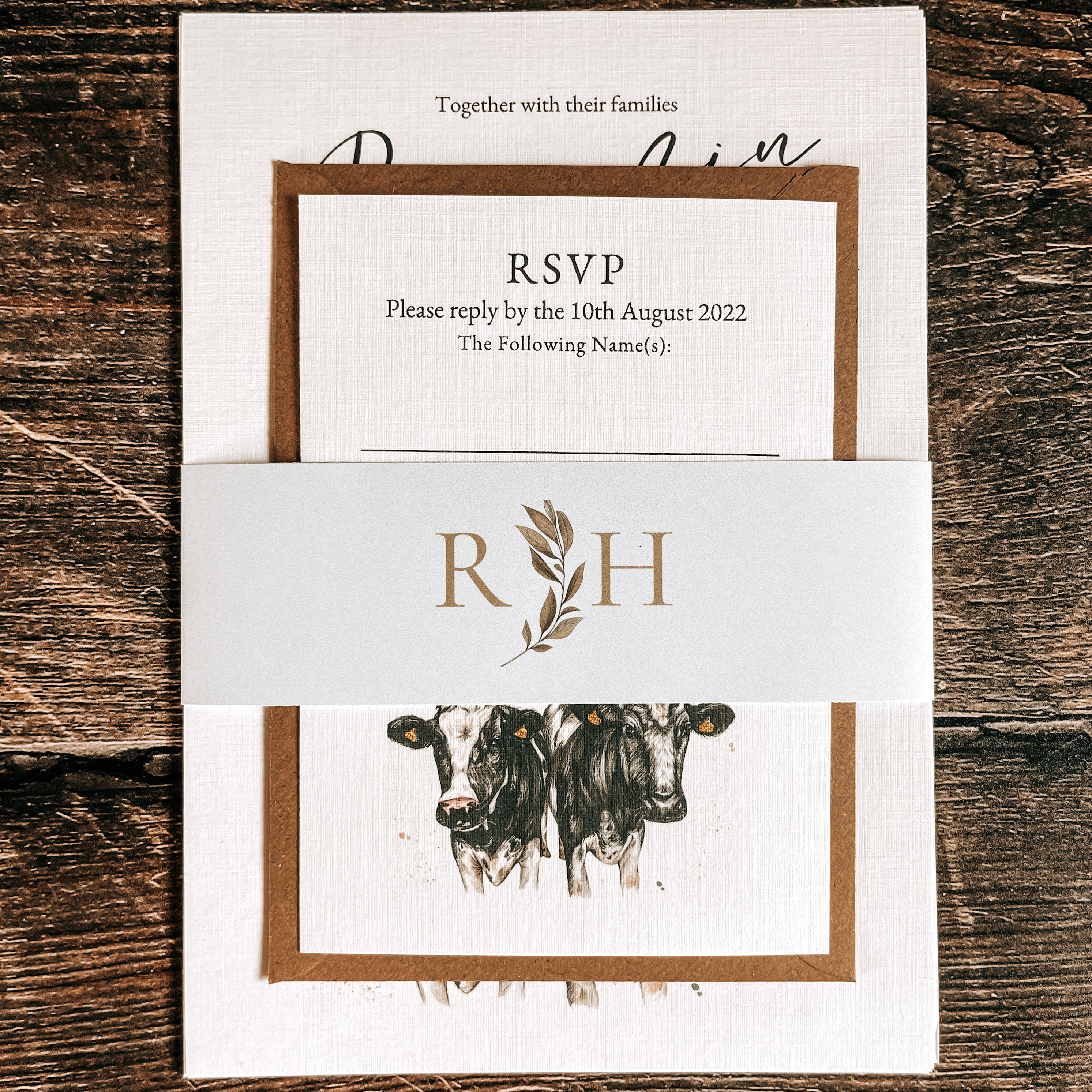 Dairy Cow (Holstein Friesian) full range, Wedding Invitation, Evening, RSVP, Information, Menu