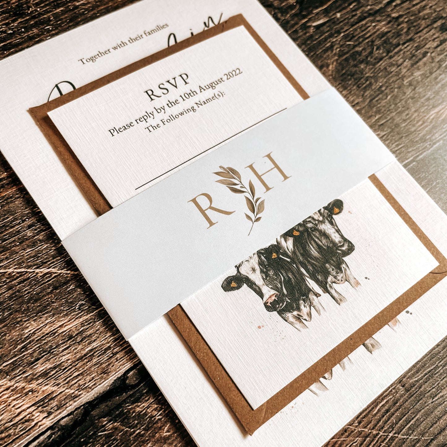 Dairy Cow (Holstein Friesian) full range, Wedding Invitation, Evening, RSVP, Information, Menu