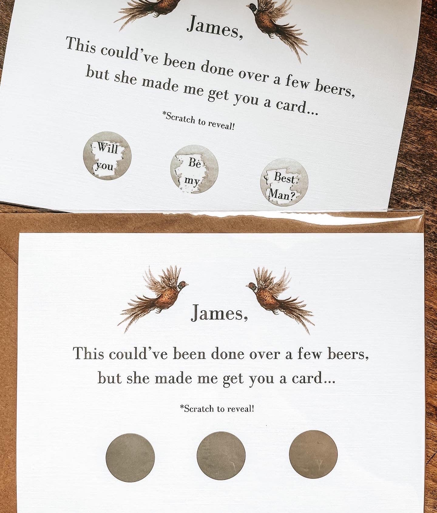 Pheasant Scratch off Groomsman / Best Man / Page Boy / Ring Bearer Card